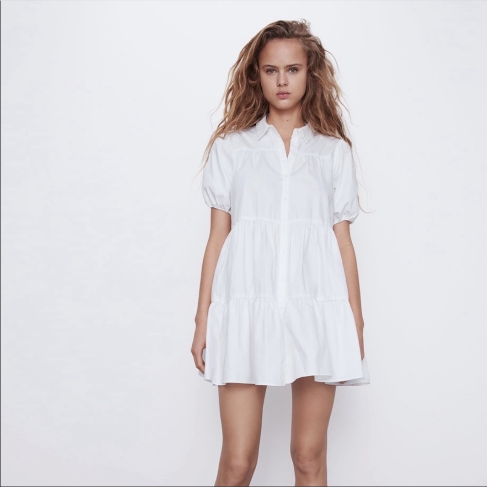 Zara Voluminous Dress white XS